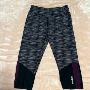Purple black and white reebok short leggings